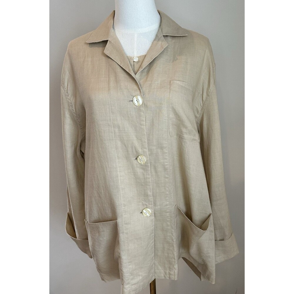 TOTO n KO for Bloomingdale’s Linen 2Pc Set Jacket & Top S/M Neutral Minimalist - Picture 8 of 16